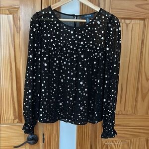 Modcloth Black silver Star Print Women's Top